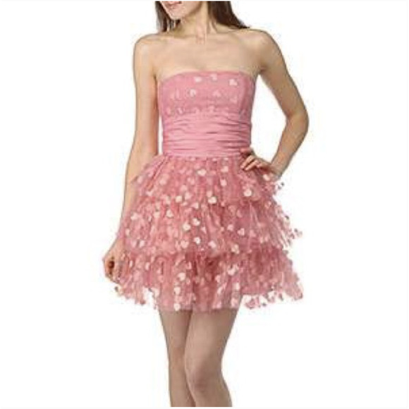 Betsey Johnson Dresses & Skirts - Vintage Betsey Johnson Black Metallic Hearts Strapless Fit & Flare Tulle Dress